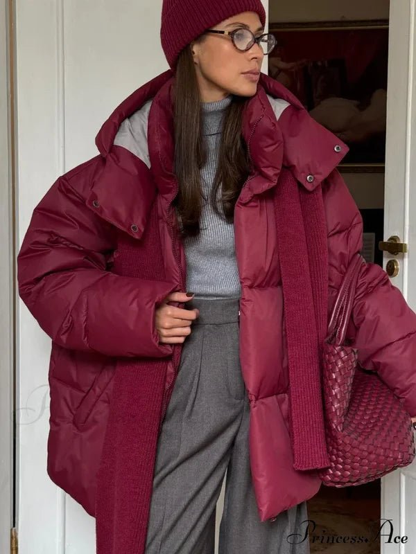 Giacca imbottita oversize Leila con cappuccio removibile