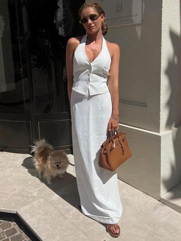 Completo Lianna con top all'americana e gonna maxi