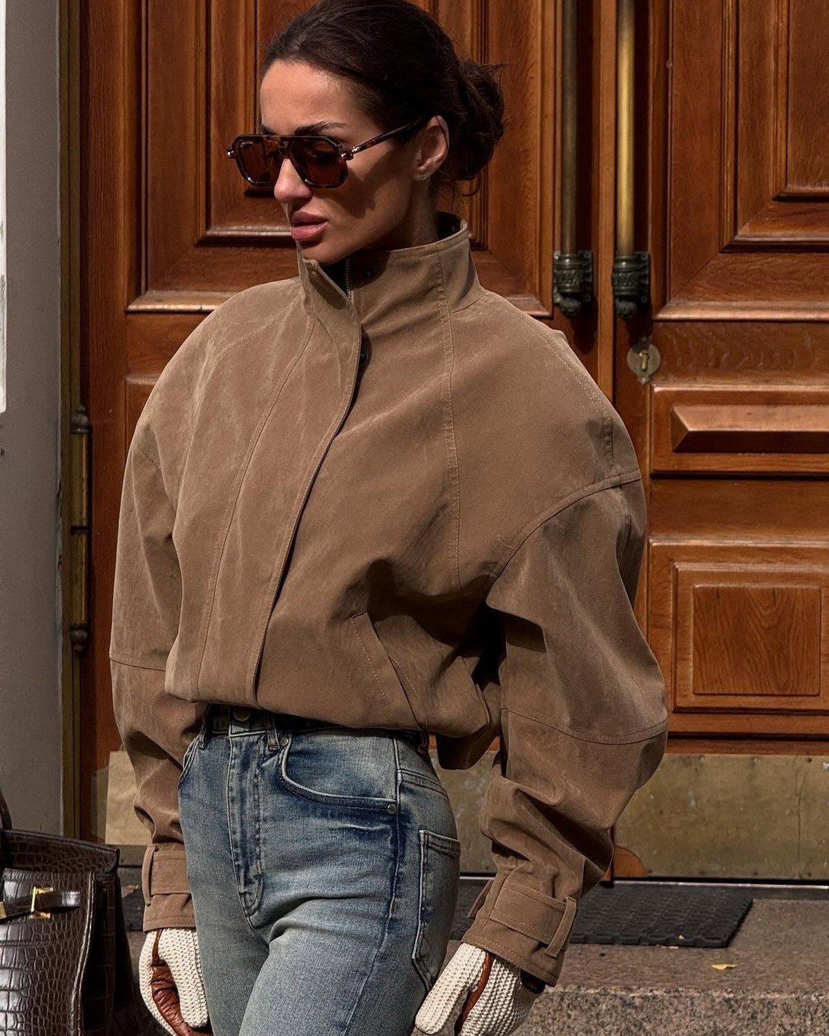 Giacca in finto camoscio con zip Linda