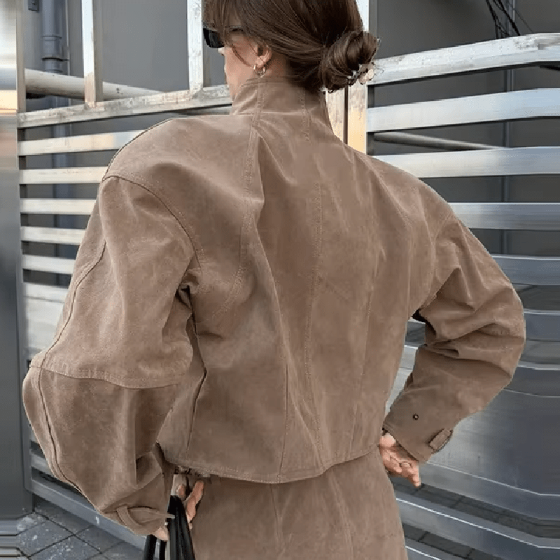 Giacca in finto camoscio con zip Linda