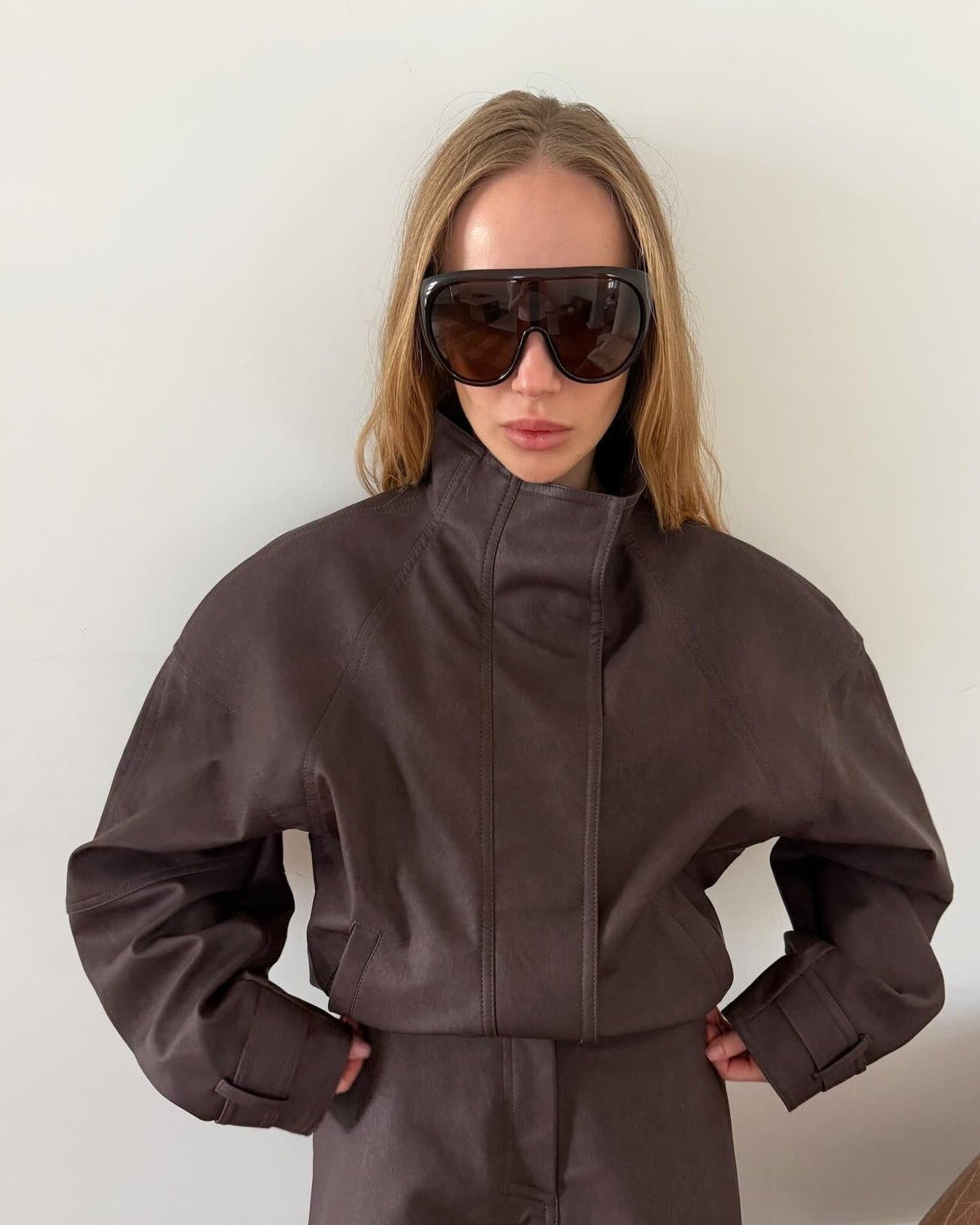 Giacca in finto camoscio con zip Linda