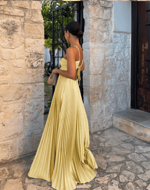 Abito lungo plissettato con cut-out Lindsay