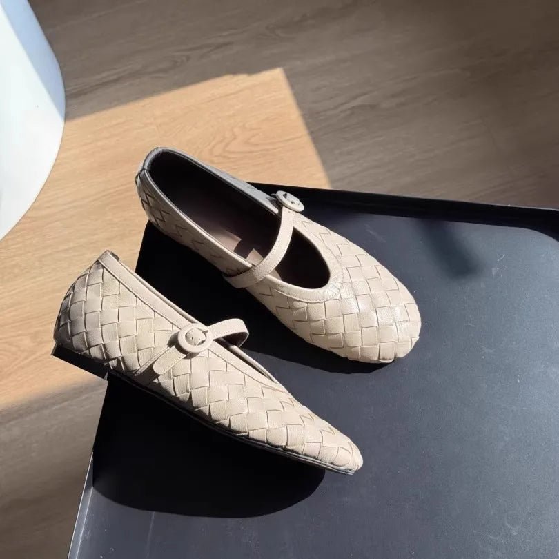Scarpe basse in pelle intrecciata Lisbeth