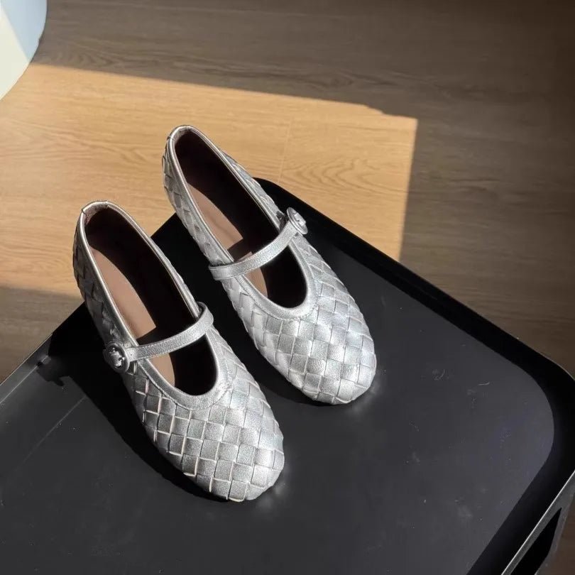 Scarpe basse in pelle intrecciata Lisbeth
