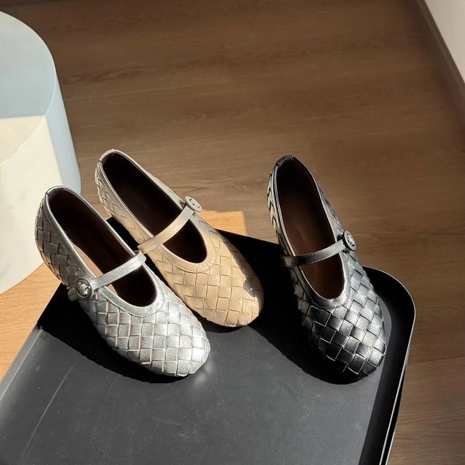 Scarpe basse in pelle intrecciata Lisbeth