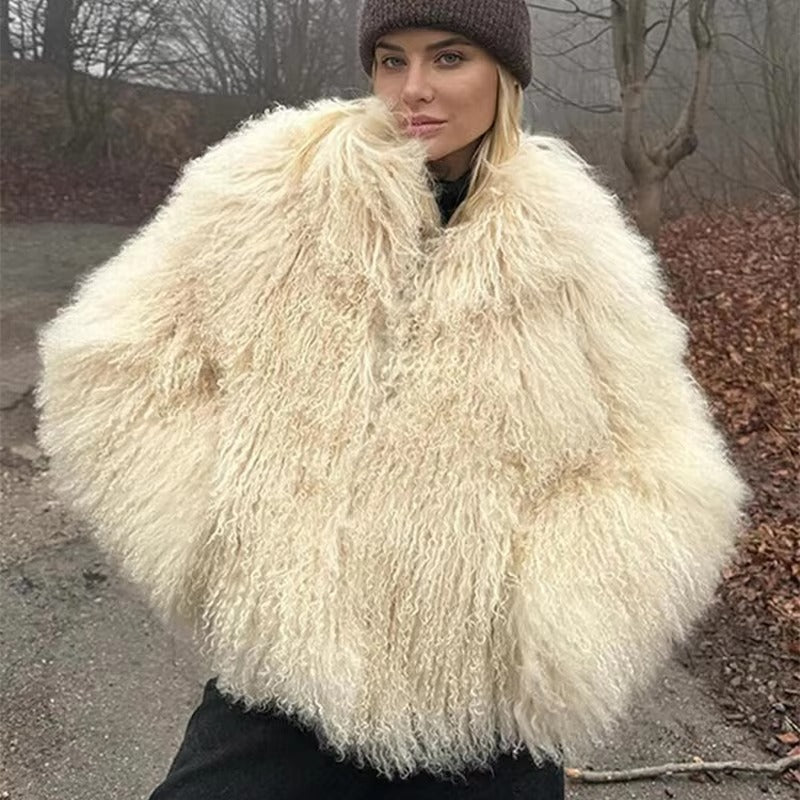 Cappotto in pelliccia sintetica effetto peluche Liza