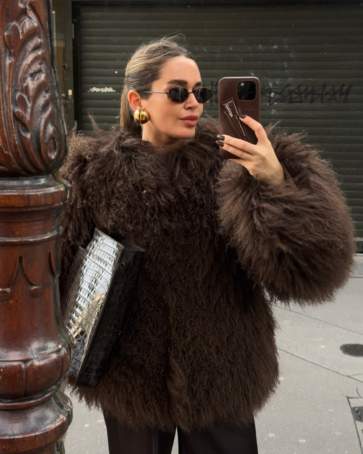 Cappotto in pelliccia sintetica effetto peluche Liza