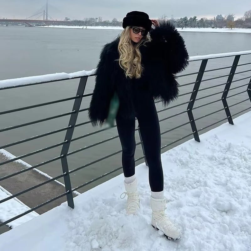 Cappotto in pelliccia sintetica effetto peluche Liza