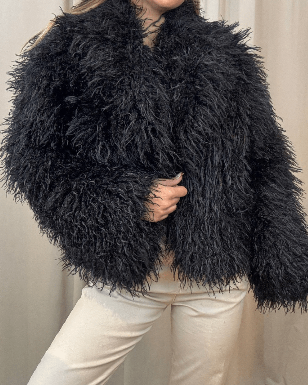 Cappotto in pelliccia sintetica effetto peluche Liza