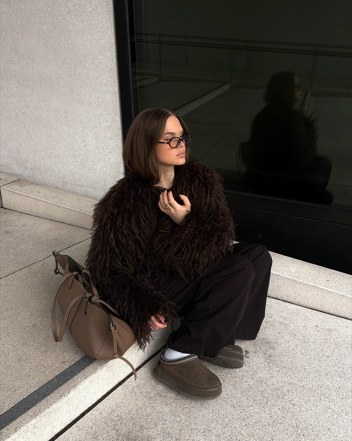Cappotto in pelliccia sintetica effetto peluche Liza