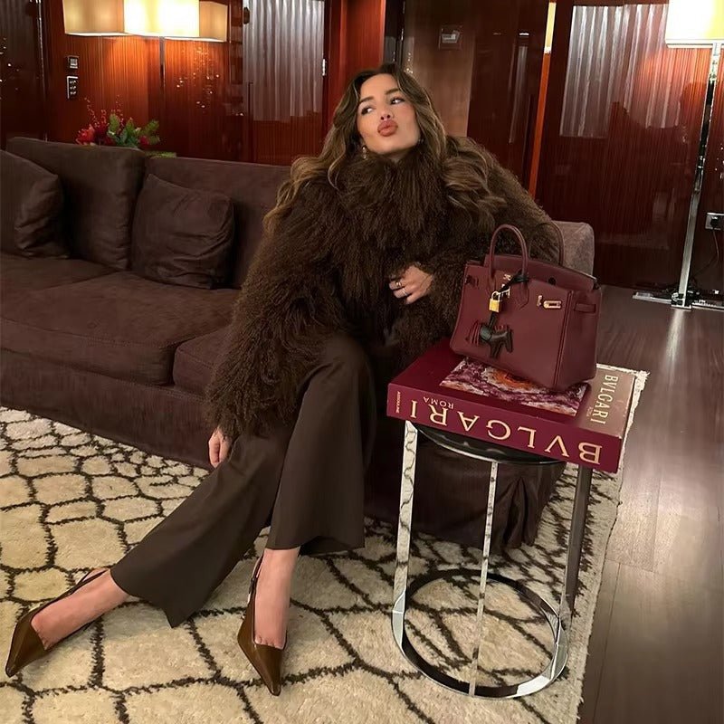 Cappotto in pelliccia sintetica effetto peluche Liza