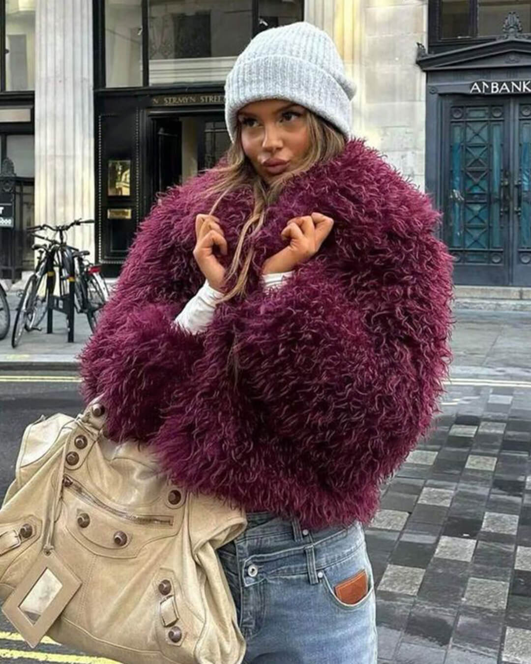 Cappotto in pelliccia sintetica effetto peluche Liza