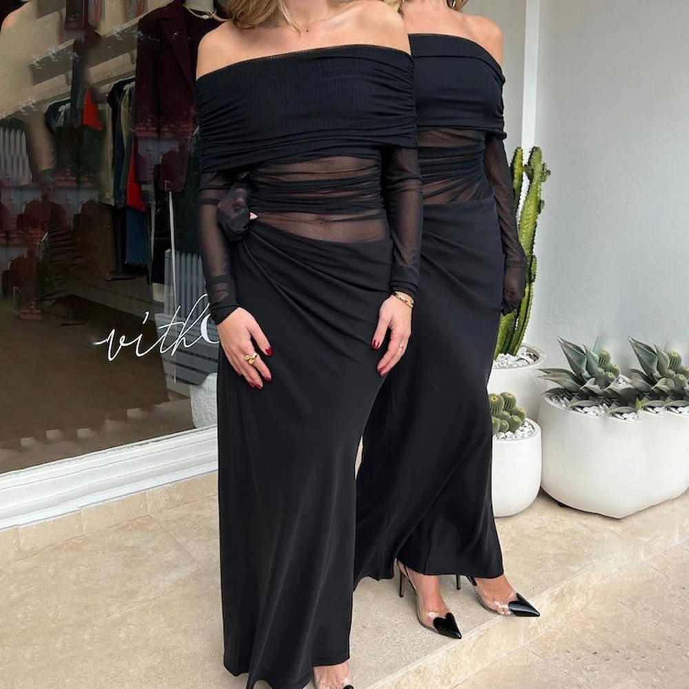 Maxi abito in mesh a maniche lunghe Lizy