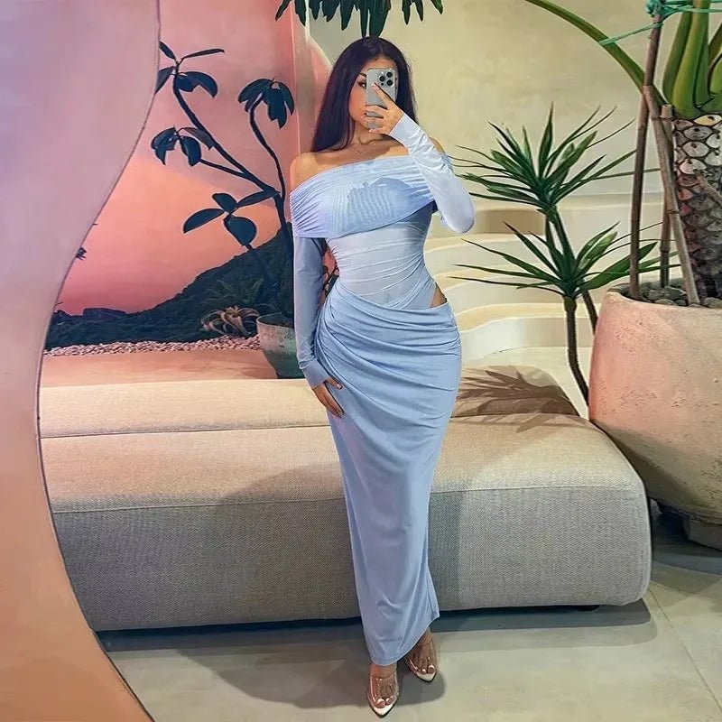 Maxi abito in mesh a maniche lunghe Lizy
