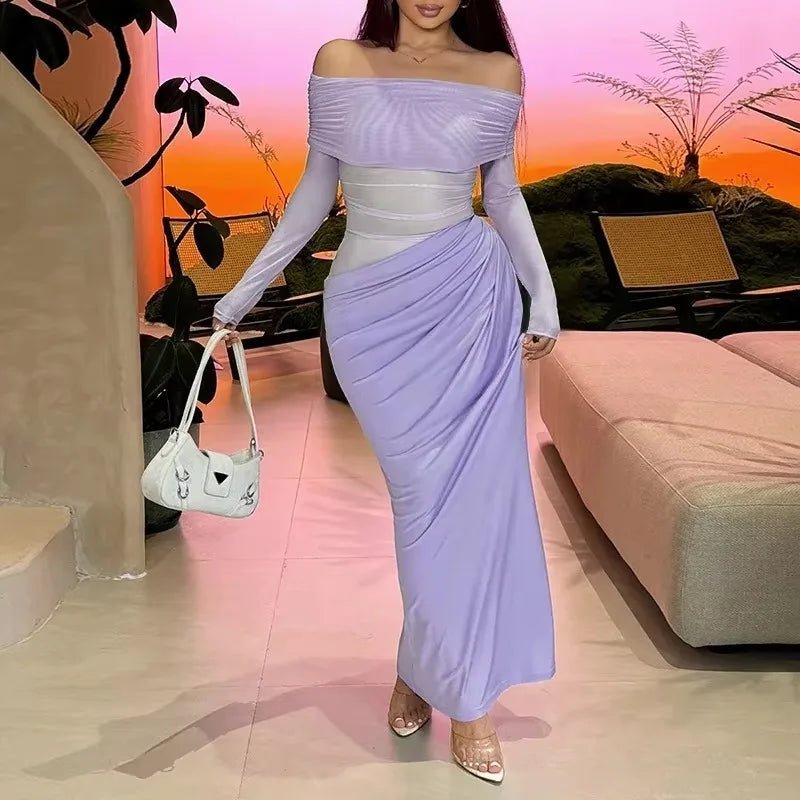 Maxi abito in mesh a maniche lunghe Lizy