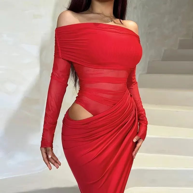 Maxi abito in mesh a maniche lunghe Lizy