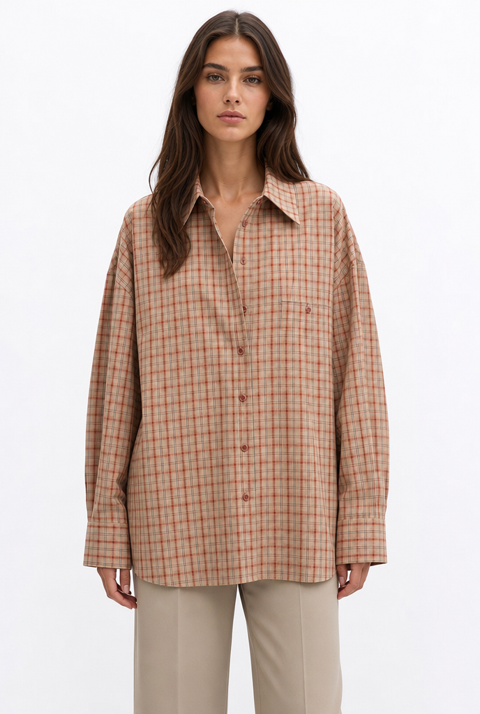 Camicia oversize a quadri Fenna