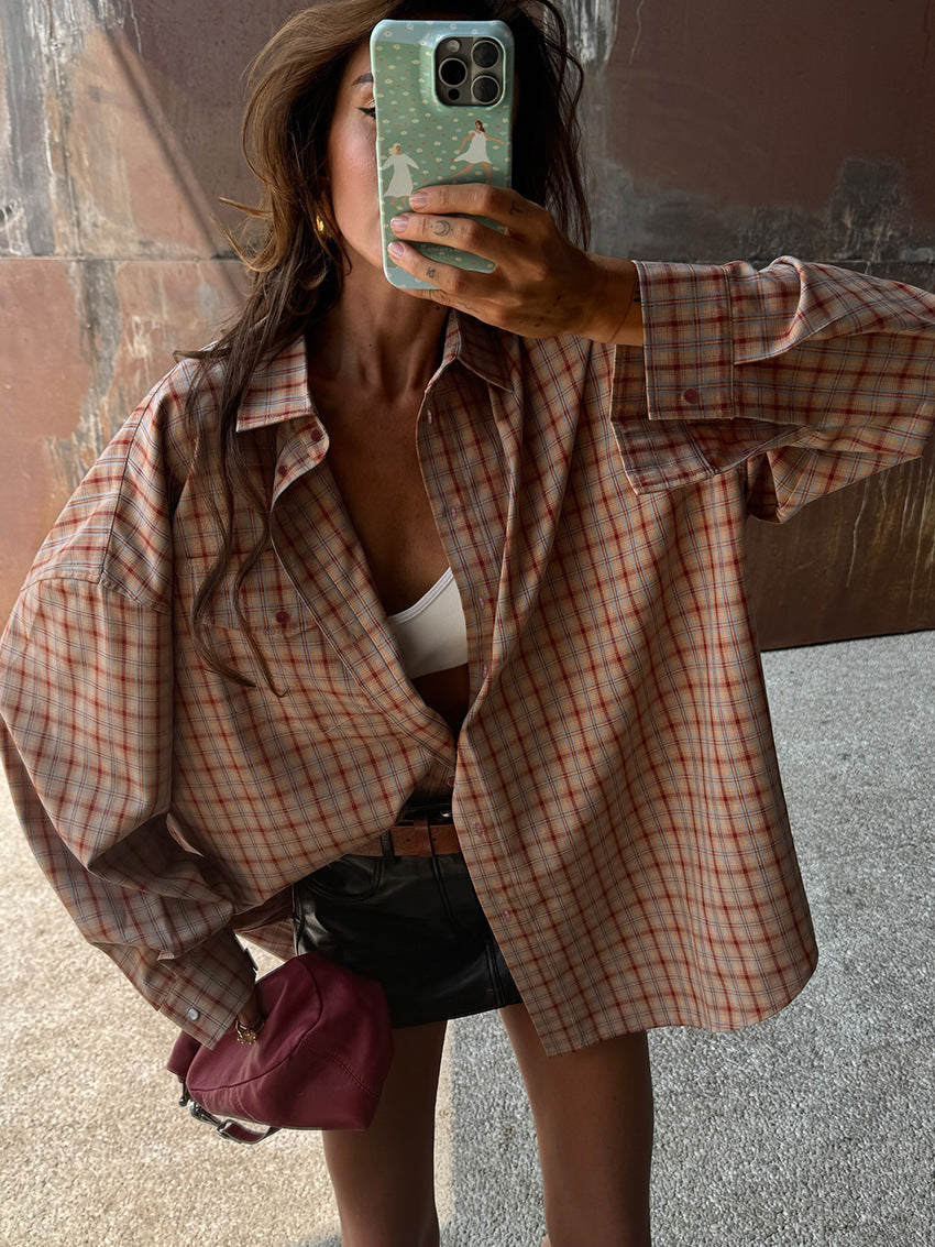 Camicia oversize a quadri Fenna