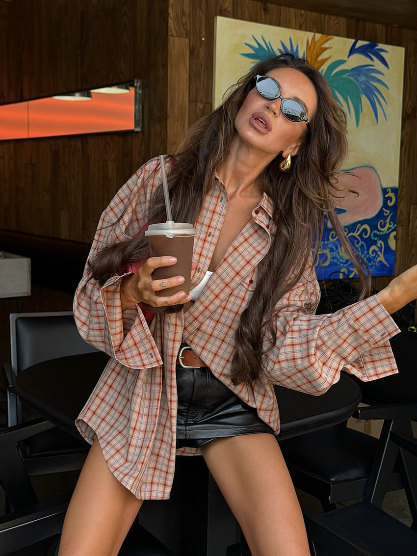Camicia oversize a quadri Fenna