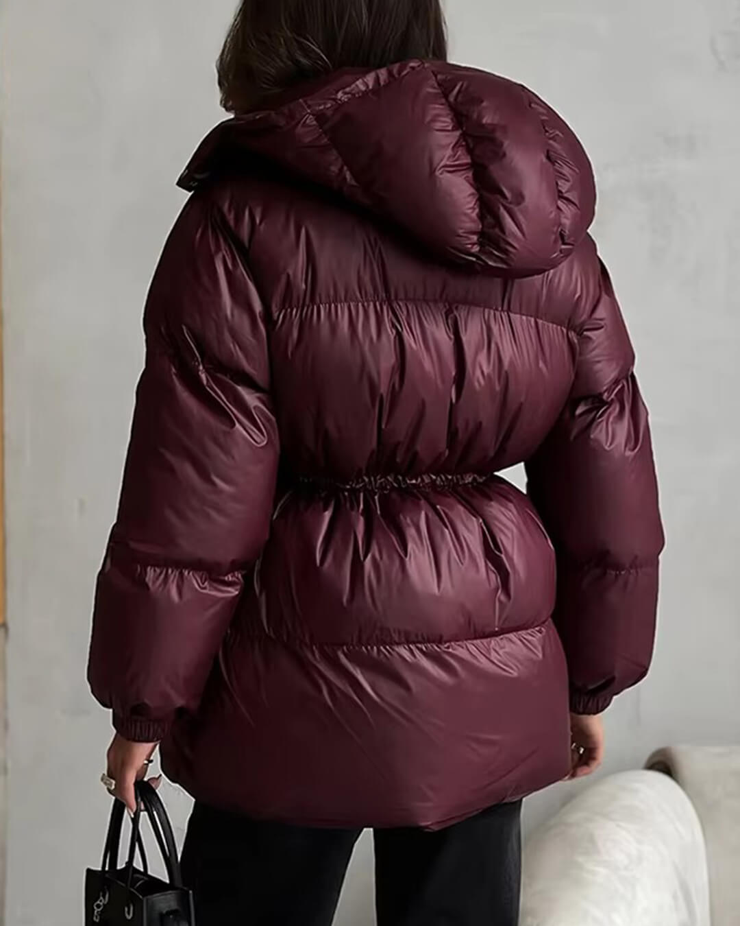 Cappotto imbottito Lorie con cappuccio e coulisse