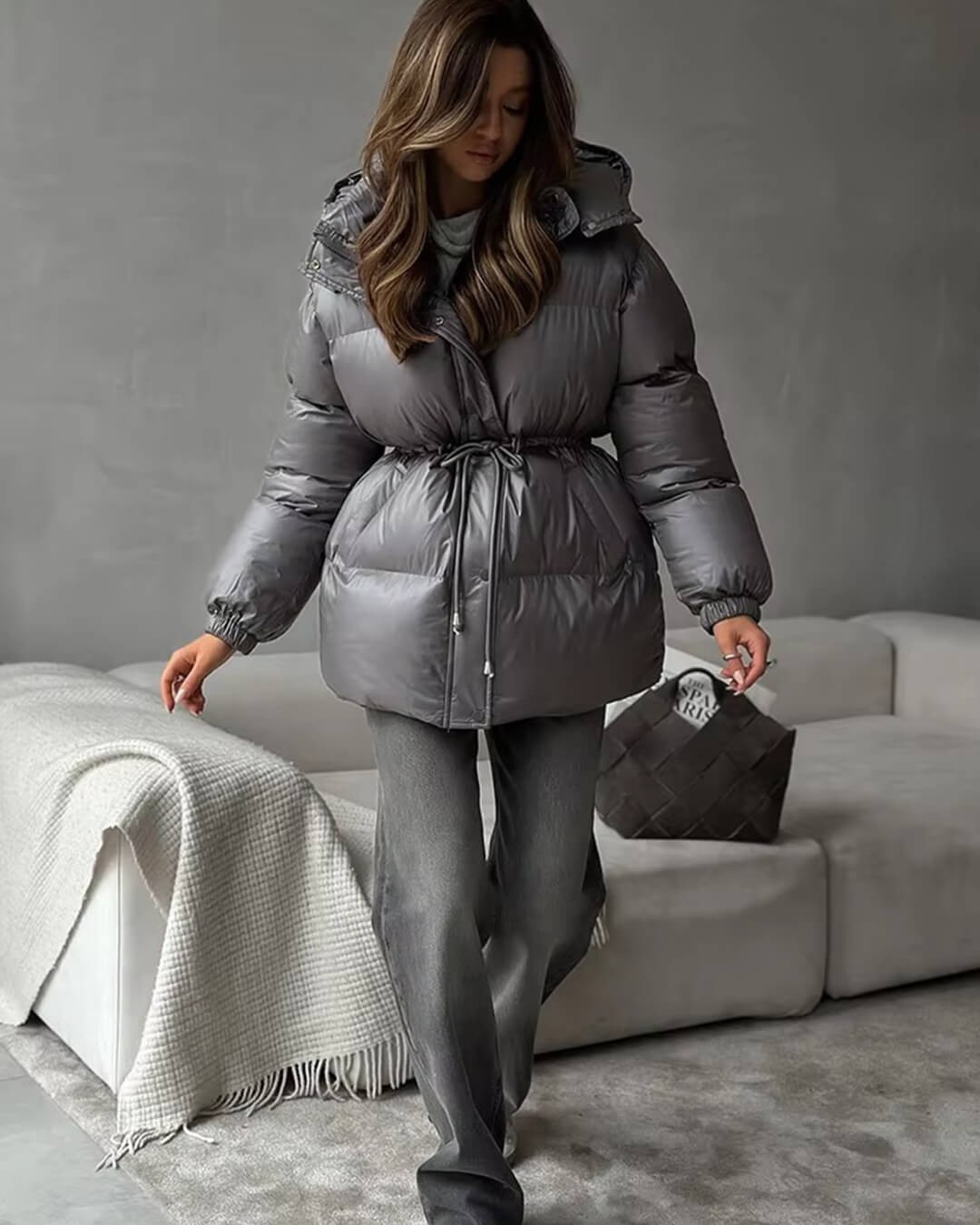 Cappotto imbottito Lorie con cappuccio e coulisse