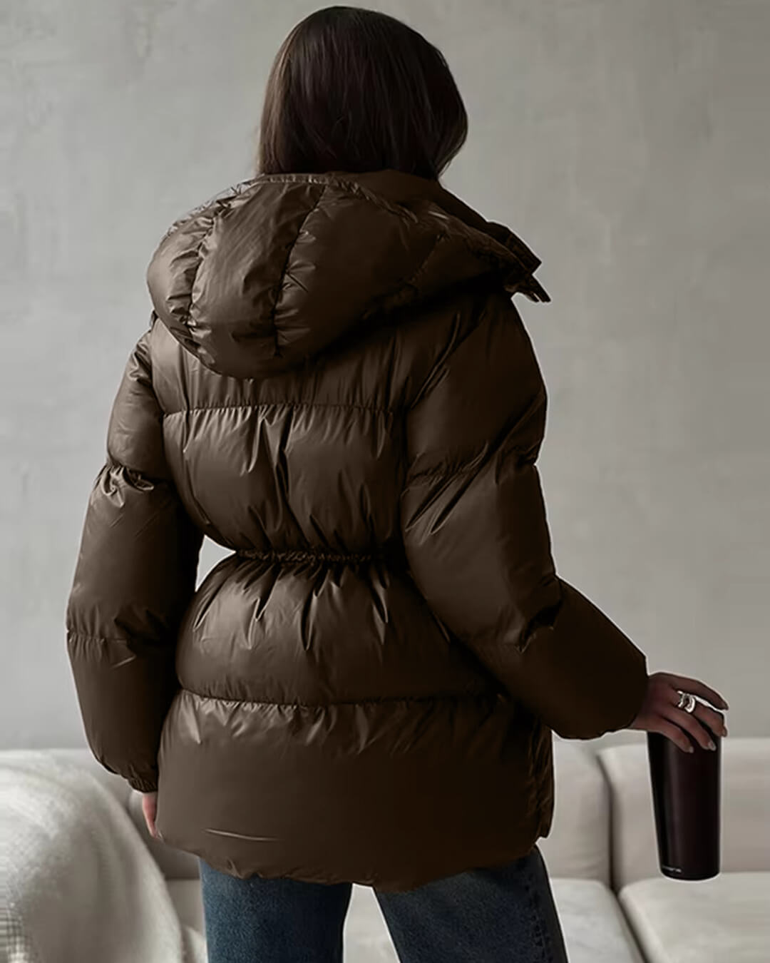 Cappotto imbottito Lorie con cappuccio e coulisse