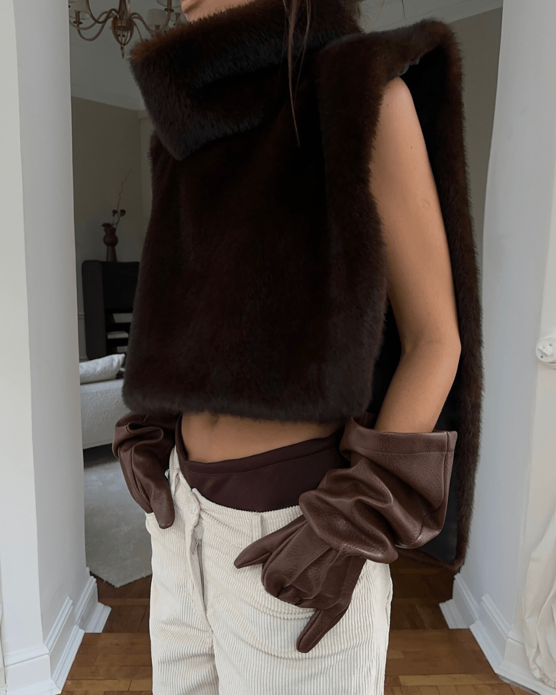 Gilet a collo alto in ecopelliccia Lorna