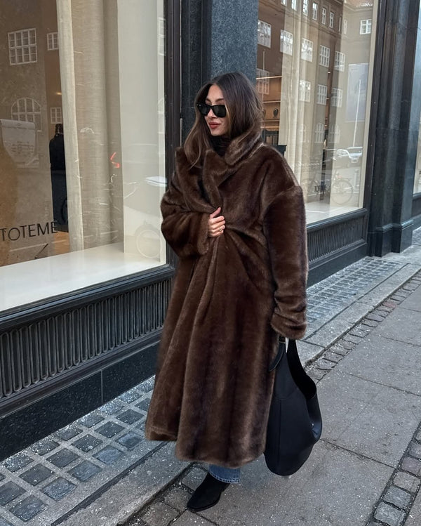 Cappotto lungo in pelliccia sintetica Lucie