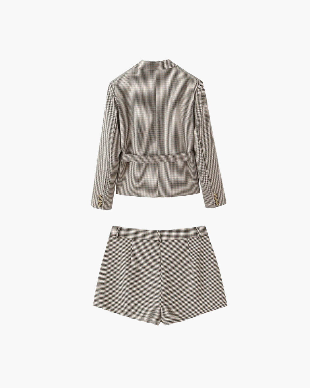 Completo Lucy con pantaloncini pied-de-poule e cintura