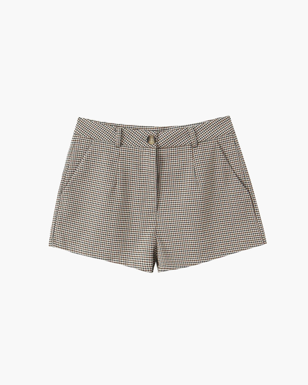 Completo Lucy con pantaloncini pied-de-poule e cintura