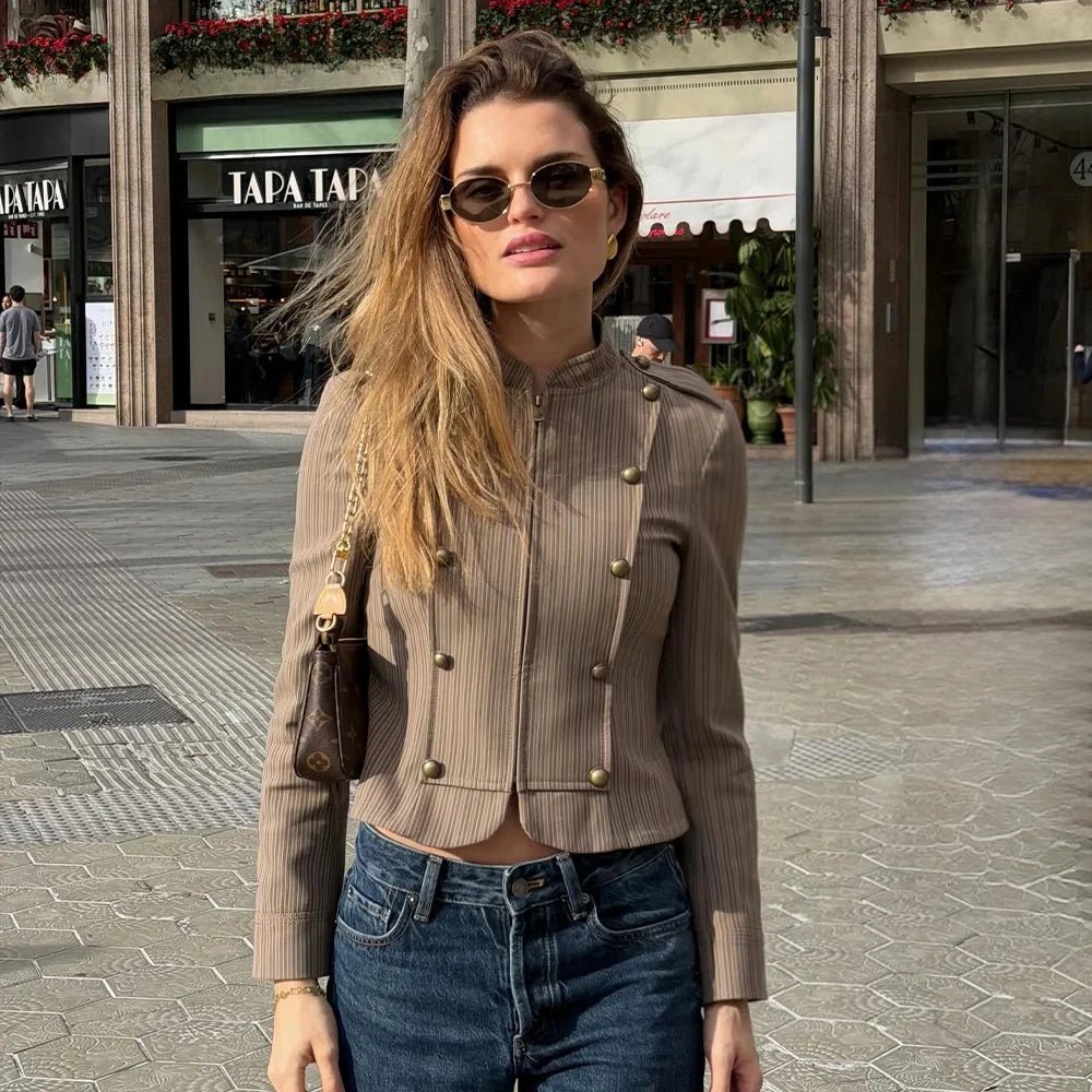 Blazer Mara a righe con chiusura a zip