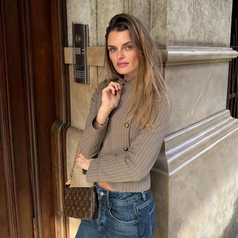 Blazer Mara a righe con chiusura a zip