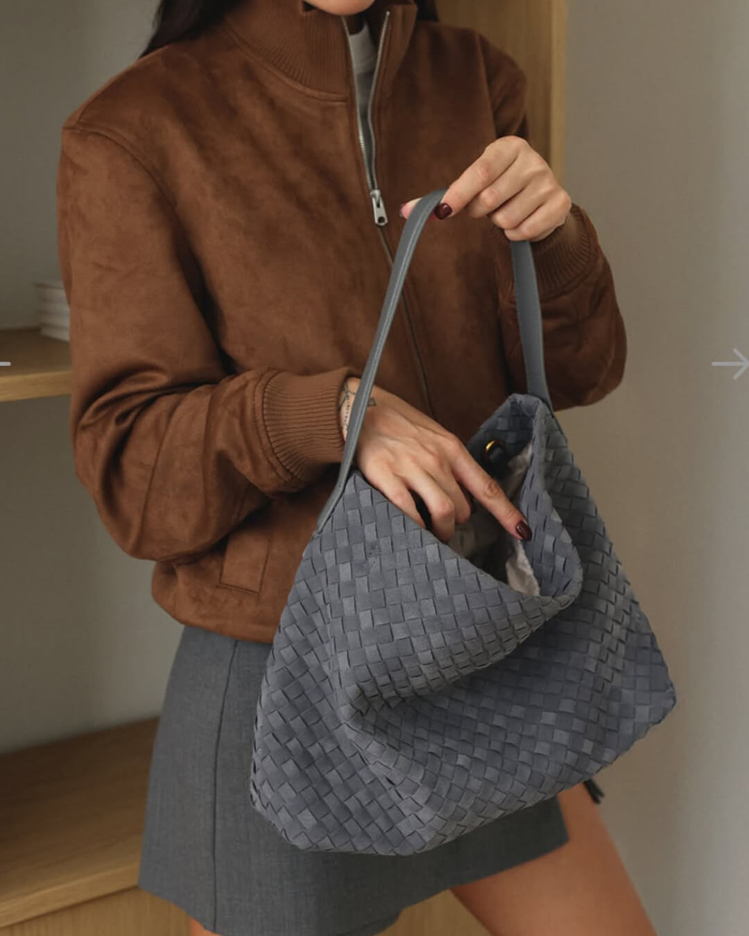 Borsa tote in pelle scamosciata Marceline
