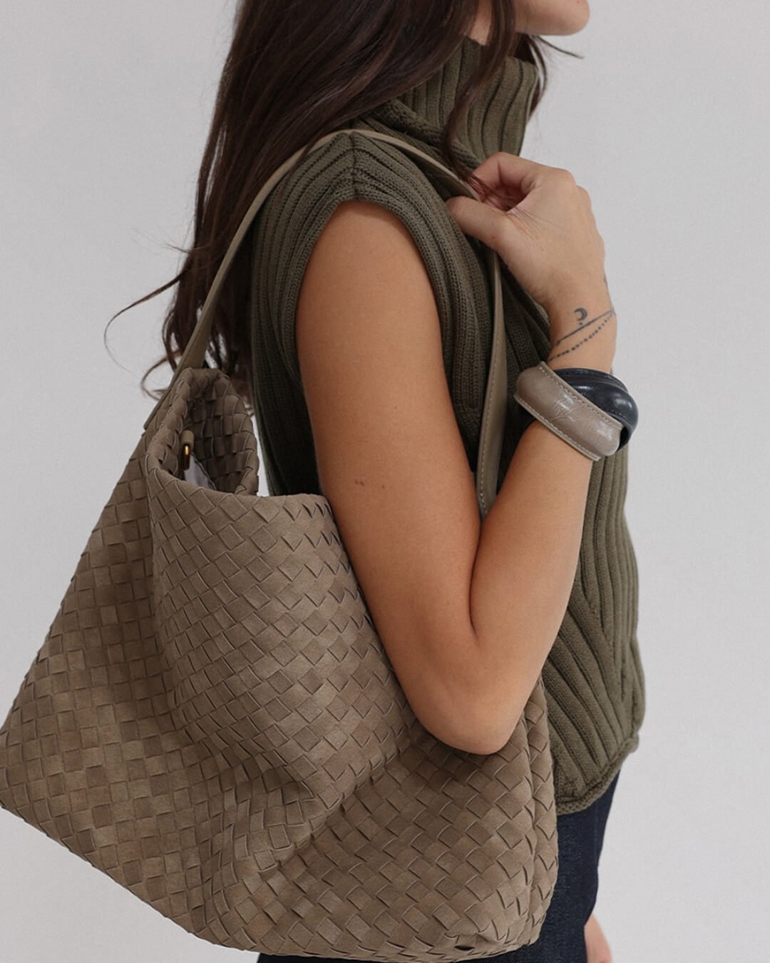 Borsa tote in pelle scamosciata Marceline