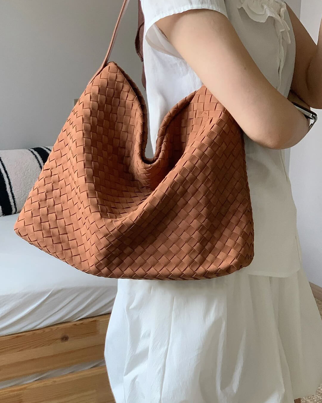 Borsa tote in pelle scamosciata Marceline