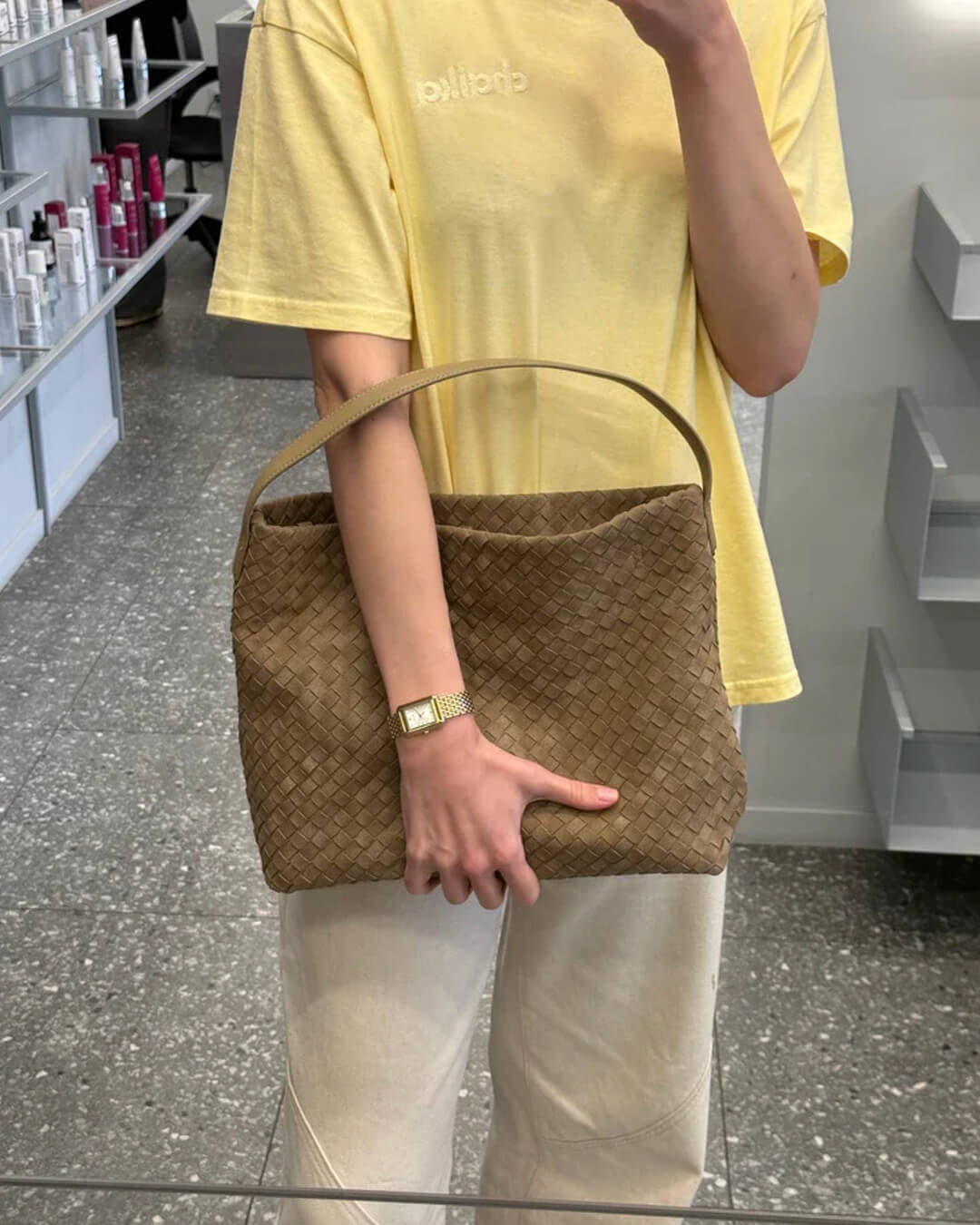 Borsa tote in pelle scamosciata Marceline
