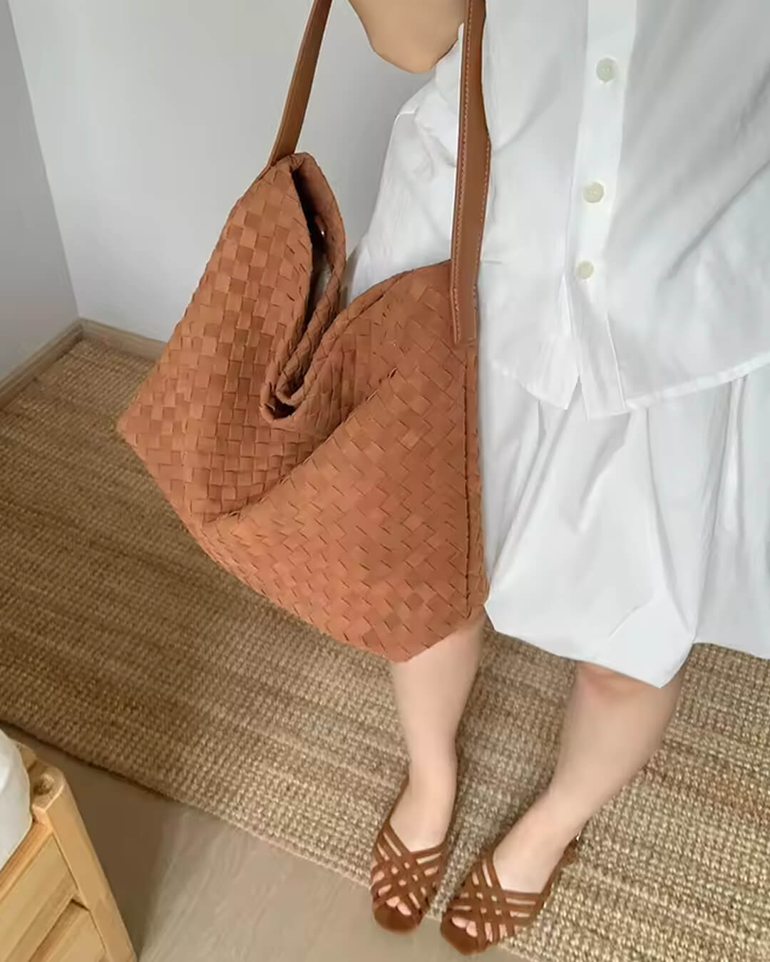 Borsa tote in pelle scamosciata Marceline