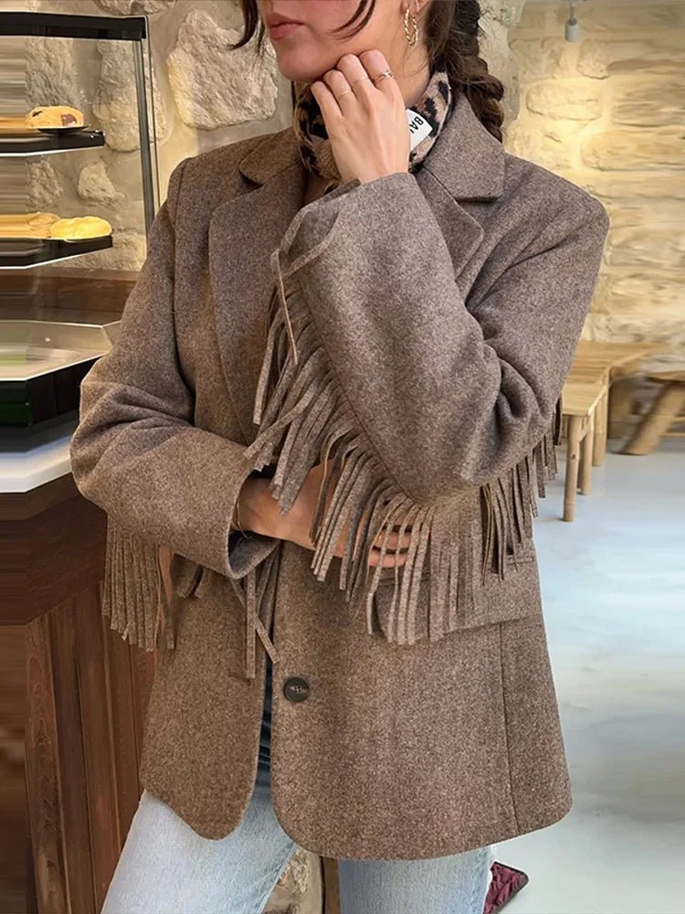 Giacca blazer con frange Marcelle