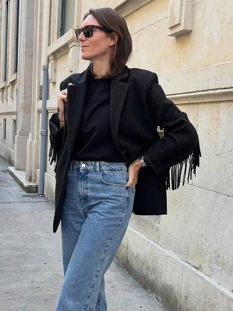 Giacca blazer con frange Marcelle