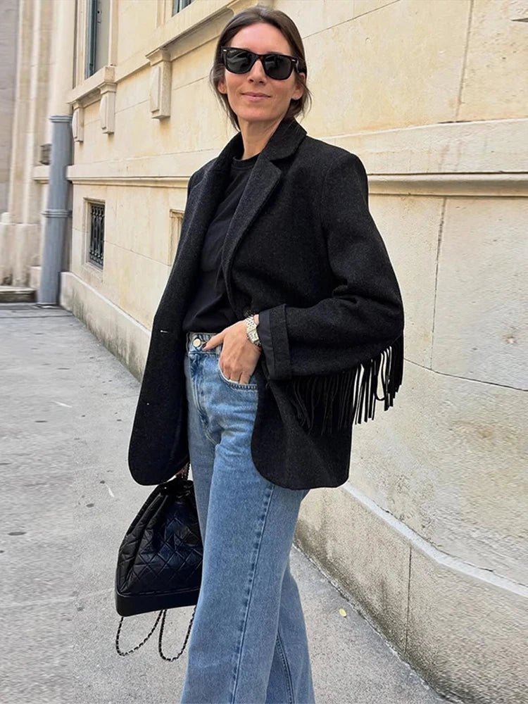 Giacca blazer con frange Marcelle