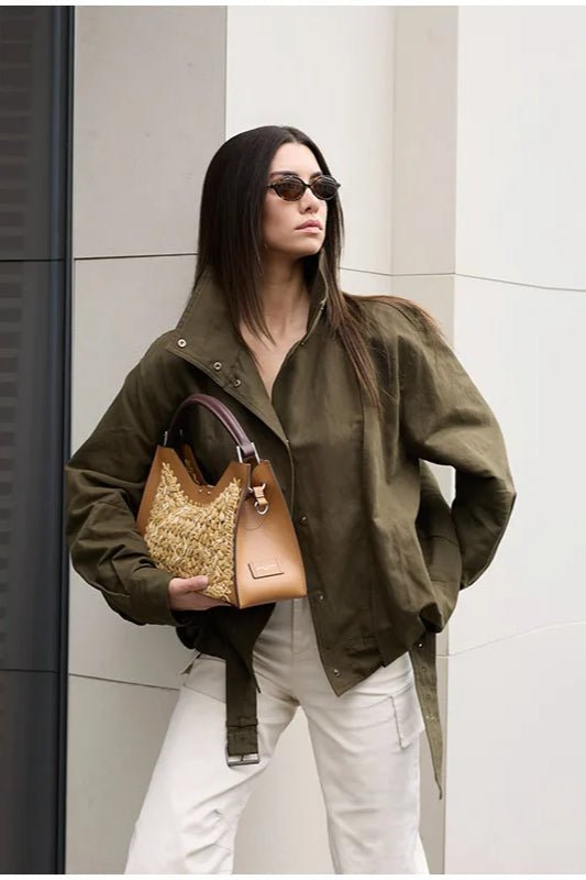 Bomber Margot con cintura e fibbia