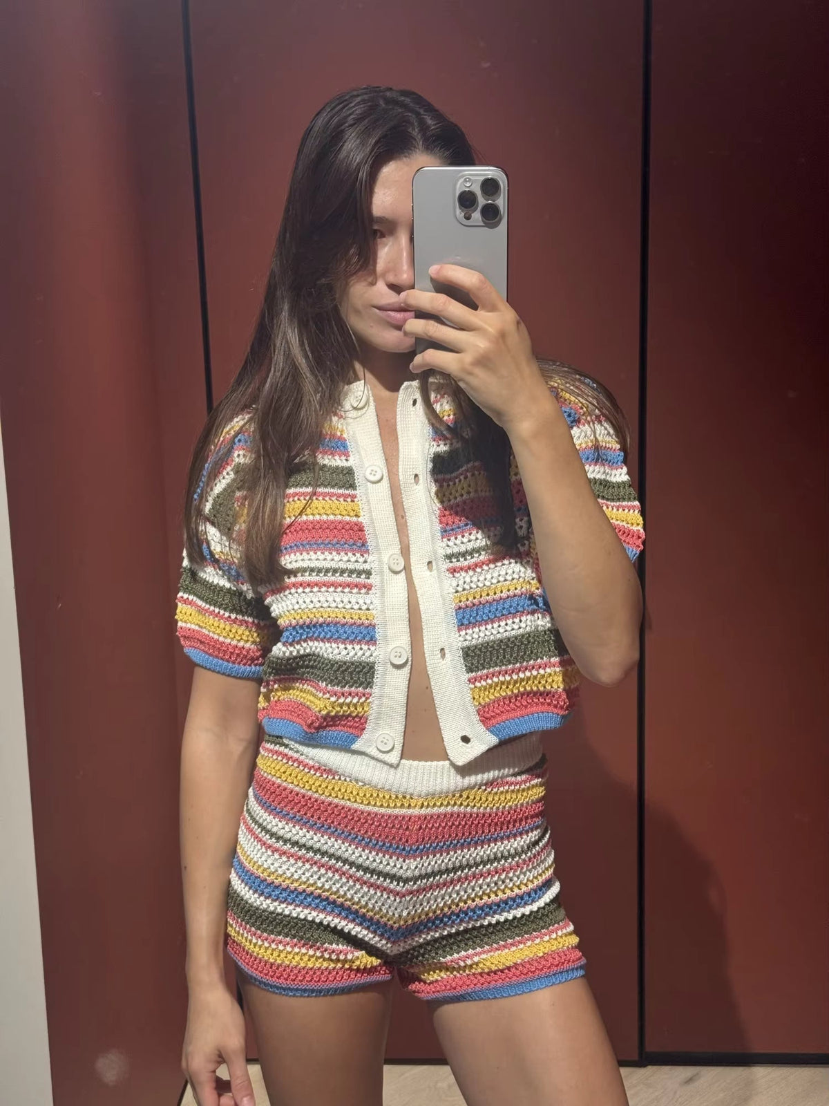 Completo corto in maglia a righe Margot