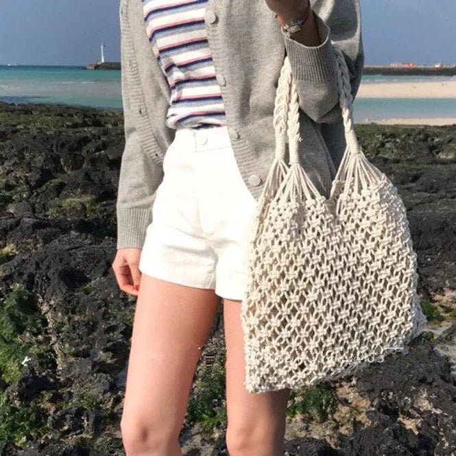 Borsa tote da spiaggia intrecciata Margot