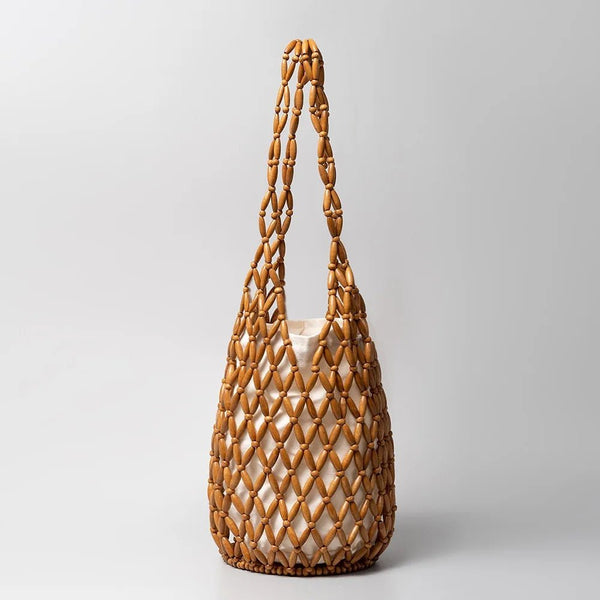 Borsa tote con perline intrecciata Margot