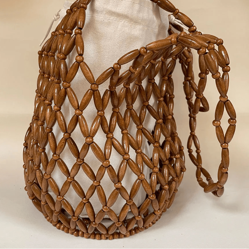 Borsa tote con perline intrecciata Margot