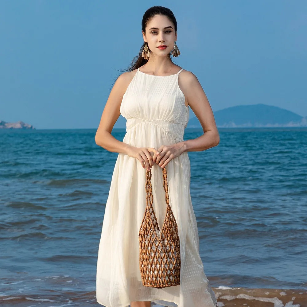 Borsa tote con perline intrecciata Margot