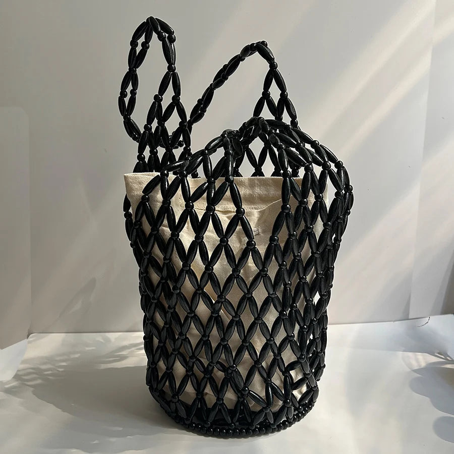 Borsa tote con perline intrecciata Margot