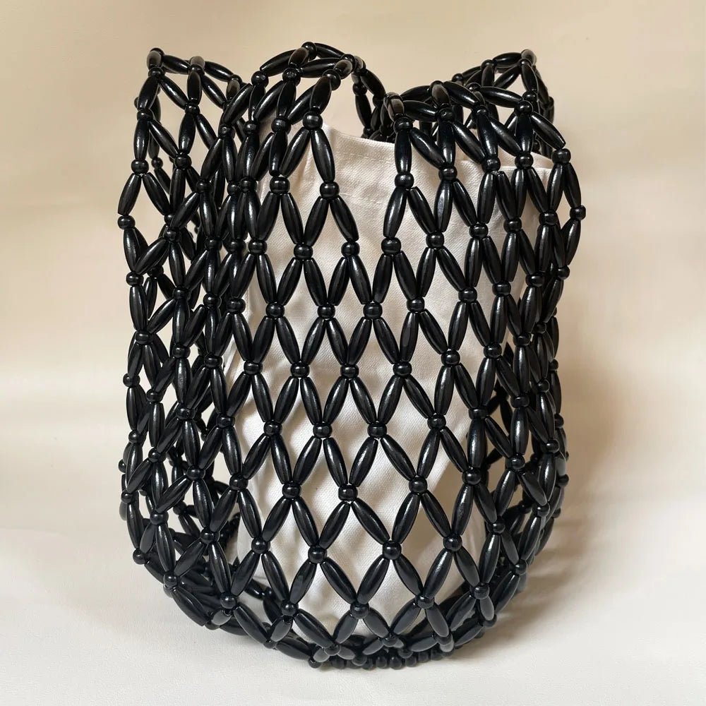 Borsa tote con perline intrecciata Margot