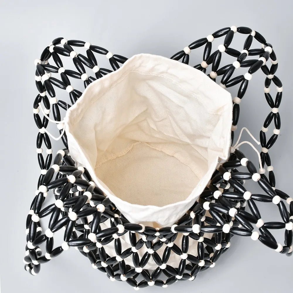 Borsa tote con perline intrecciata Margot