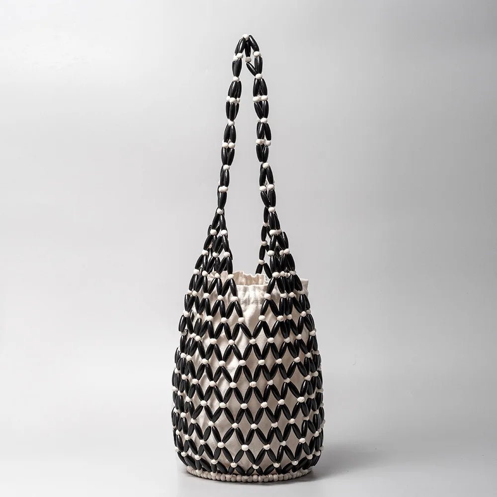 Borsa tote con perline intrecciata Margot